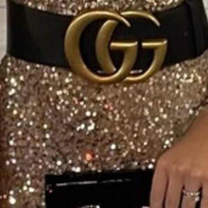 Oversized Gucci belt fits a small